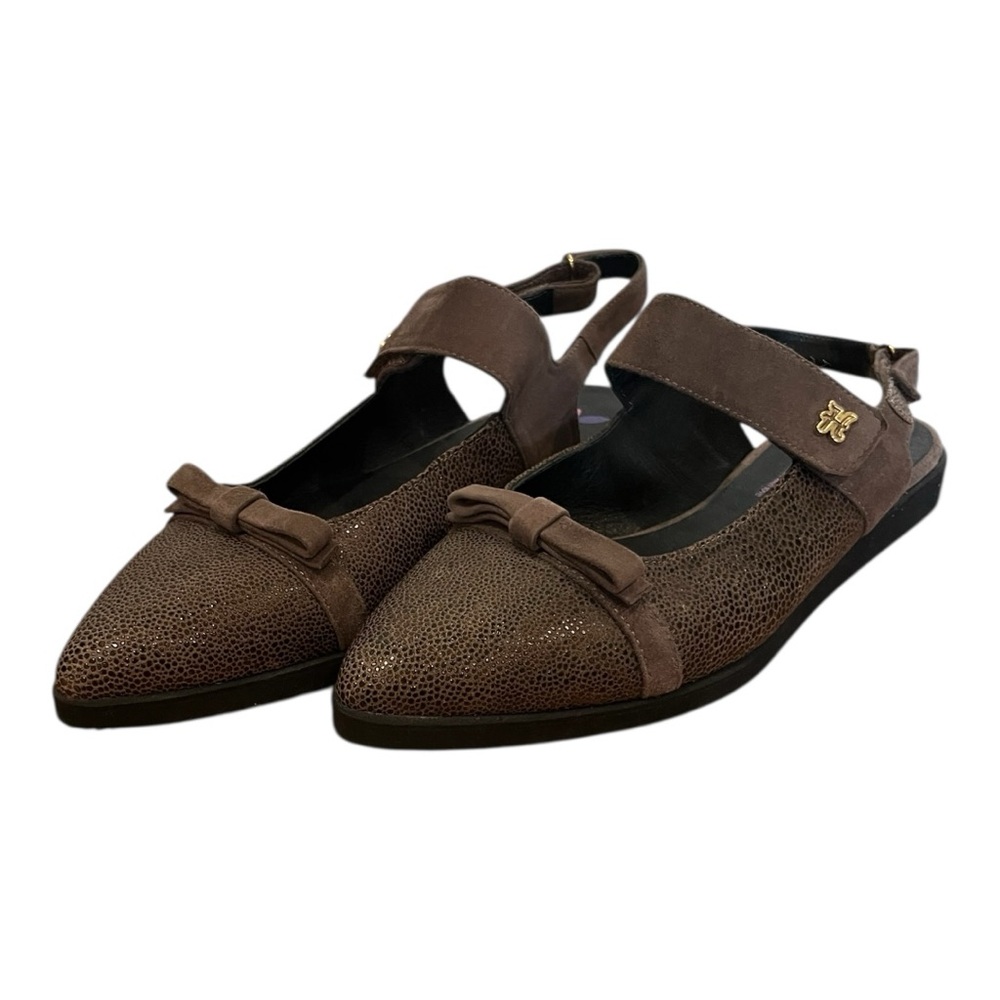 Belle comfort Shoes brown textured ballet strap Mary Jane bow detail size 41